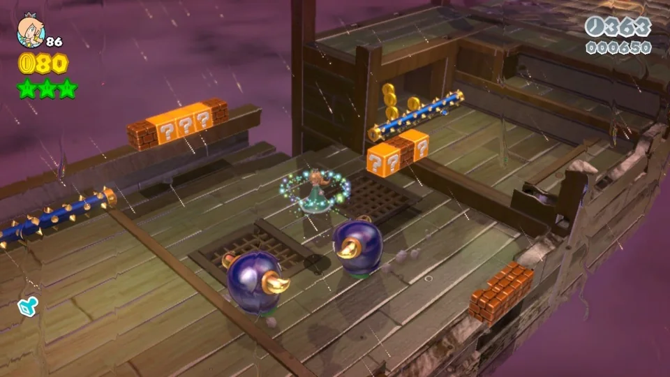 Super Mario 3D World + Bowser's Fury screenshot: stylized 3d, third-person, three-quarter, no outlines, soft gradient (environment)