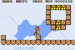 Super Mario Advance 4: Super Mario Bros. 3 screenshot: pixel art, side-scrolling, black outlines, dithered shading (environment)