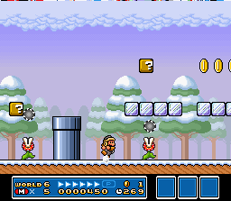 Super Mario All-Stars screenshot: pixel art, side-scrolling, black outlines, baked lighting (environment)