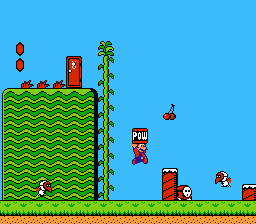 Super Mario Bros. 2 screenshot: pixel art, side-scrolling, black outlines, flat / unlit (environment)