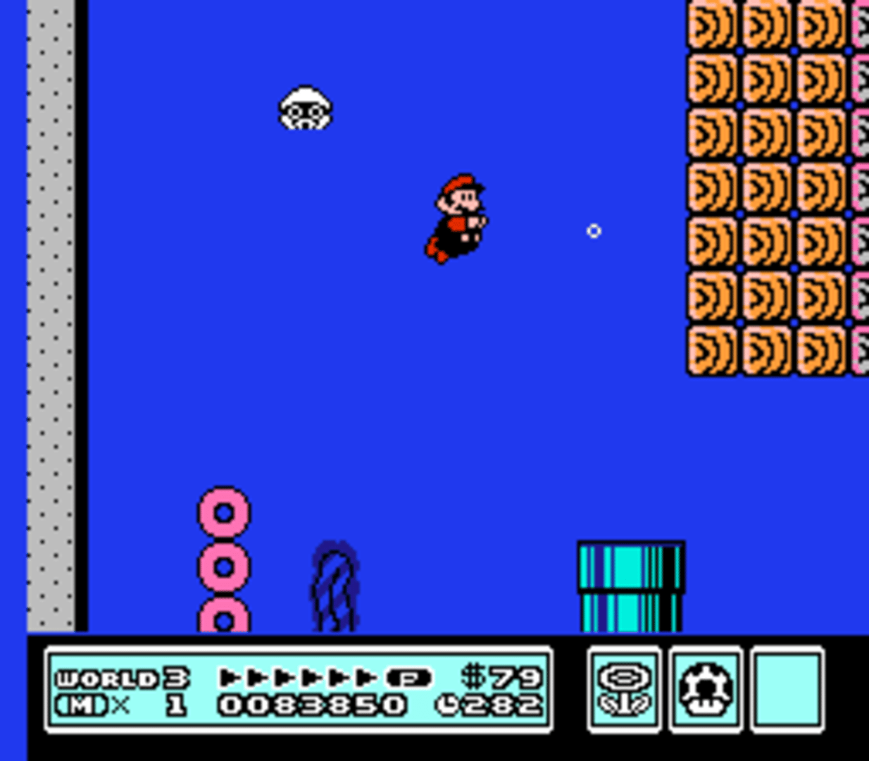Super Mario Bros. 3 screenshot: pixel art, side-scrolling, black outlines, flat / unlit (environment)