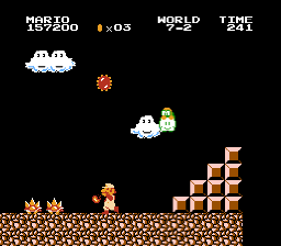 Super Mario Bros.: The Lost Levels screenshot: pixel art, side-scrolling, black outlines, flat / unlit (environment, combat)