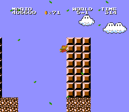 Super Mario Bros.: The Lost Levels screenshot: pixel art, side-scrolling, black outlines, flat / unlit (environment, combat)