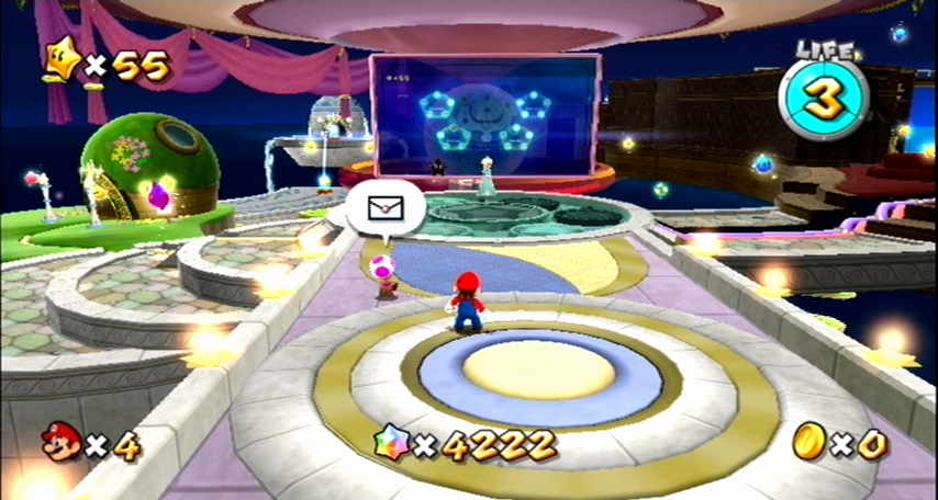 Super Mario Galaxy screenshot: stylized 3d, third-person, no outlines, soft gradient (environment)