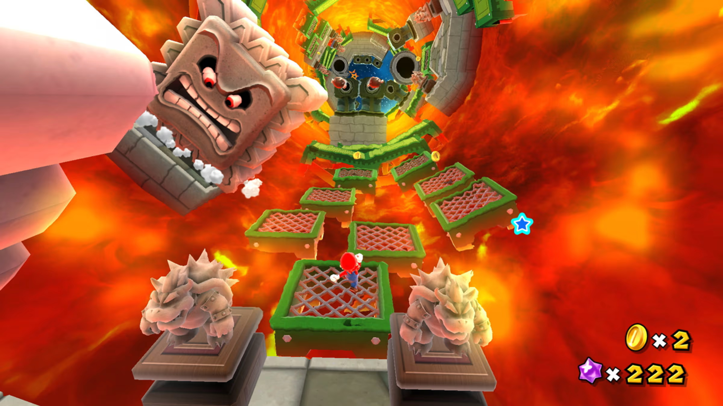 Super Mario Galaxy (Nintendo Switch) screenshot: stylized 3d, third-person, no outlines, soft gradient (environment, combat)