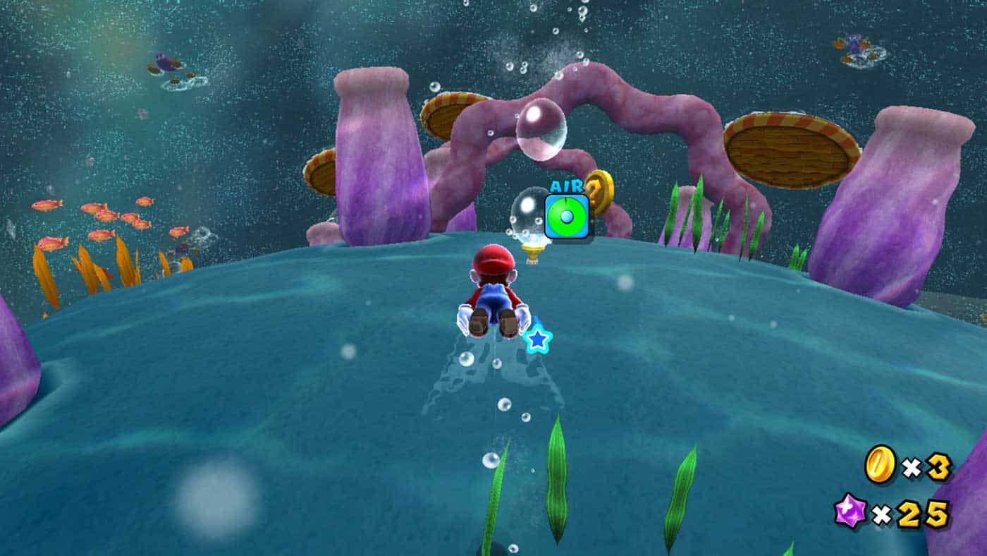 Super Mario Galaxy (Nintendo Switch) screenshot: stylized 3d, third-person, no outlines, soft gradient (environment)