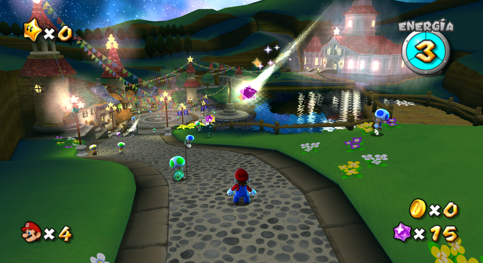 Super Mario Galaxy (Nintendo Switch) screenshot: stylized 3d, third-person, no outlines, soft gradient (environment)