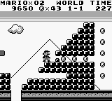 Super Mario Land screenshot: pixel art, side-scrolling, black outlines, flat / unlit (environment)