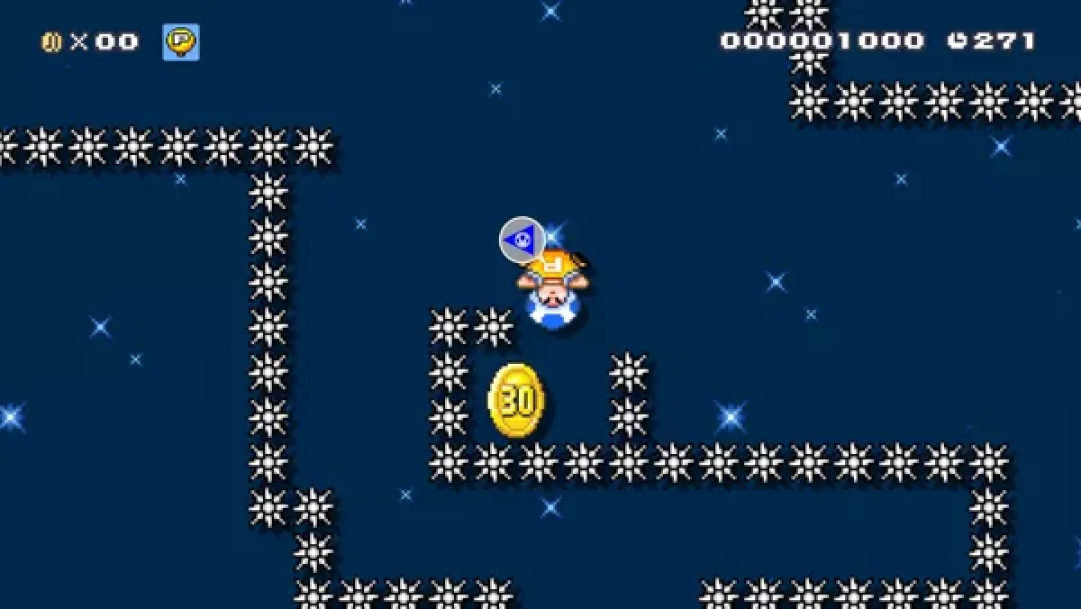 Super Mario Maker 2 screenshot: pixel art, stylized 3d, side-scrolling, flat / unlit (environment)