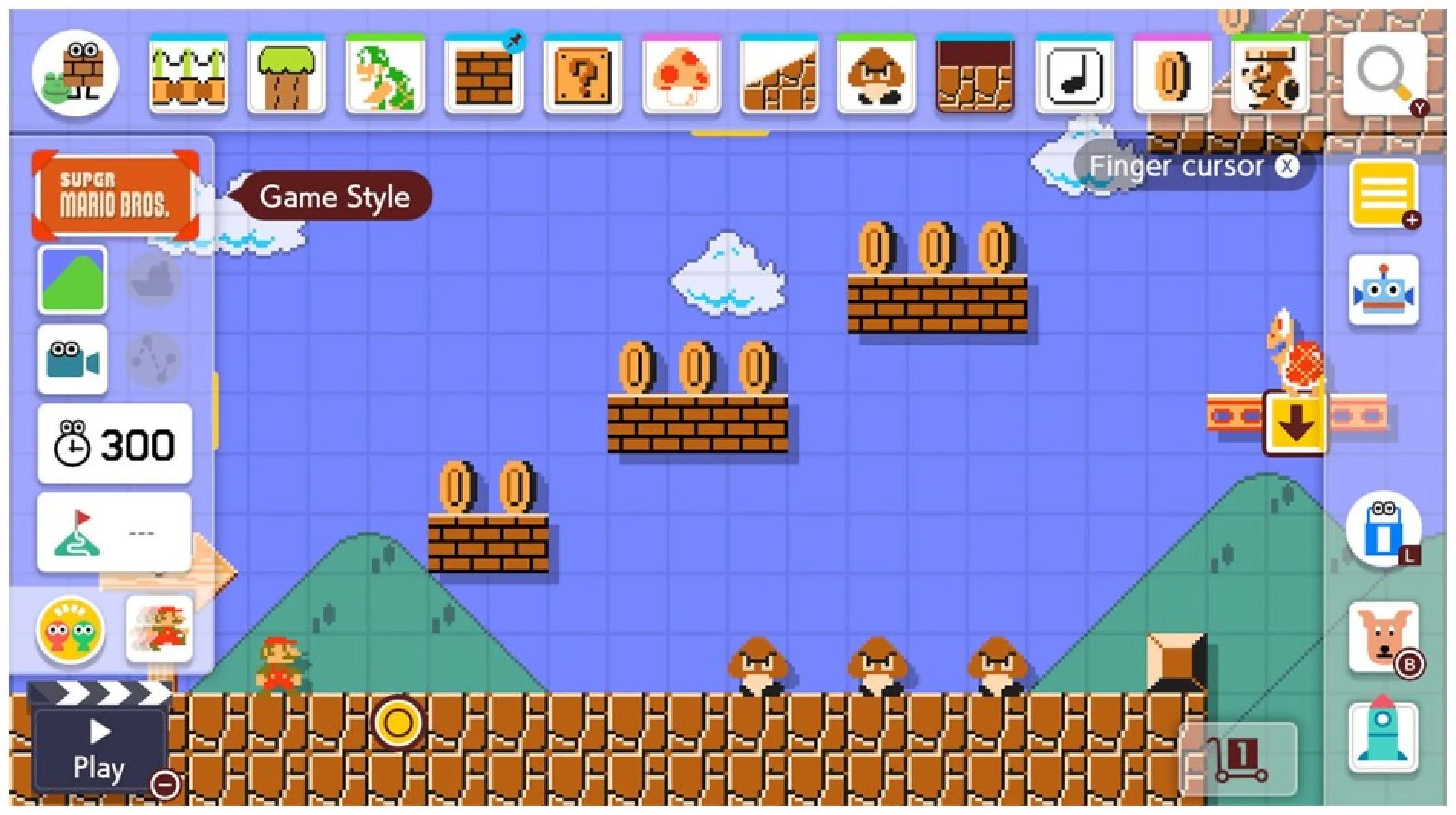 Super Mario Maker 2 screenshot: pixel art, stylized 3d, side-scrolling, flat / unlit (ui / menu)