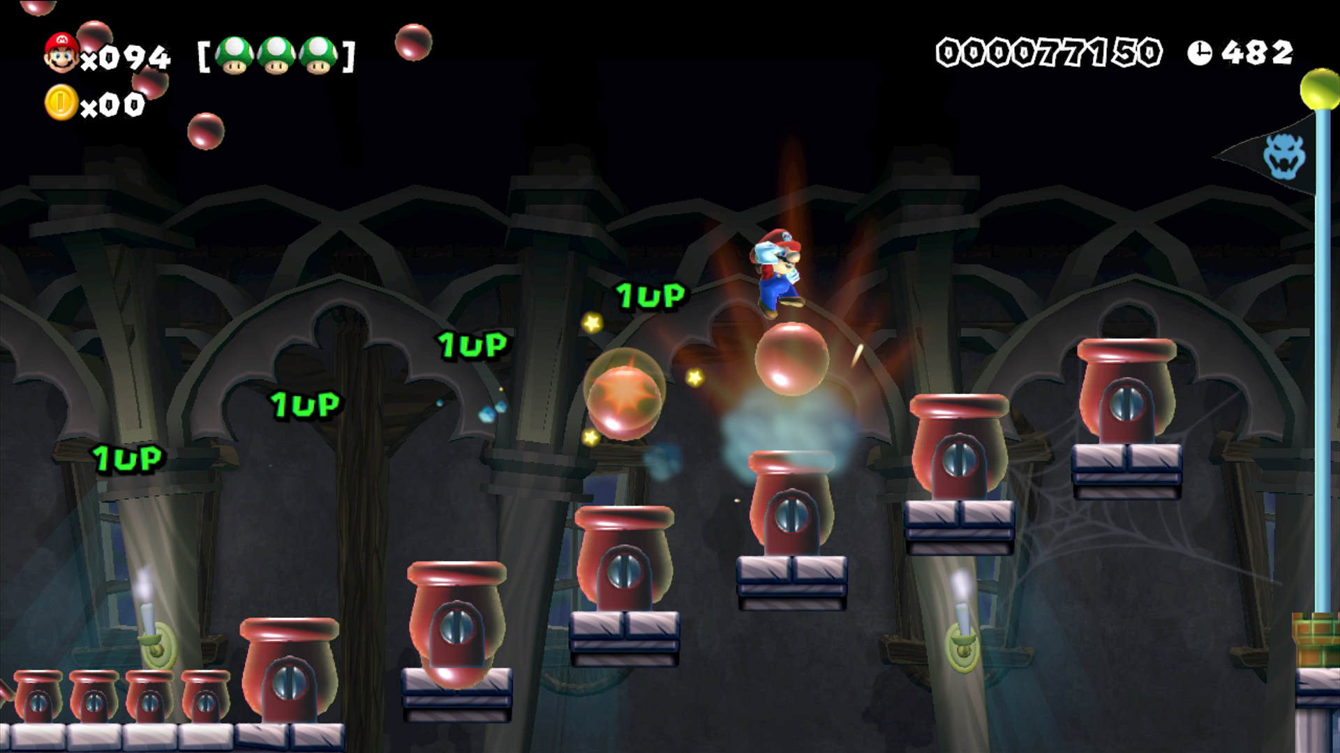Super Mario Maker screenshot: pixel art, stylized 3d, side-scrolling, black outlines, flat / unlit (environment)