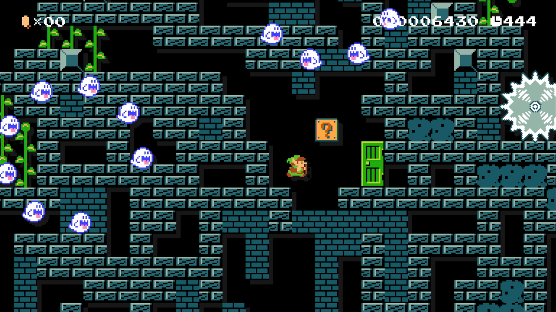 Super Mario Maker screenshot: pixel art, stylized 3d, side-scrolling, black outlines, flat / unlit (environment)