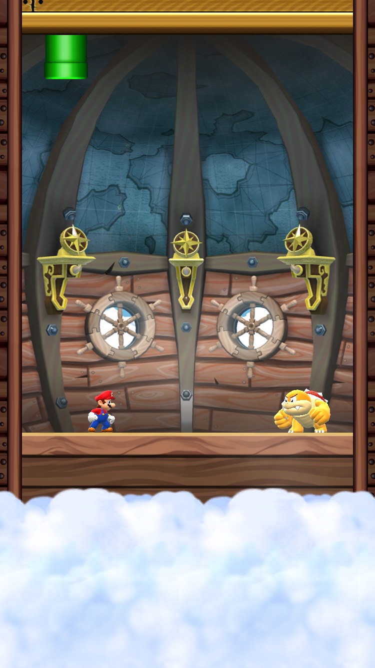 Super Mario Run screenshot: stylized 3d, side-scrolling, no outlines, soft gradient (environment)