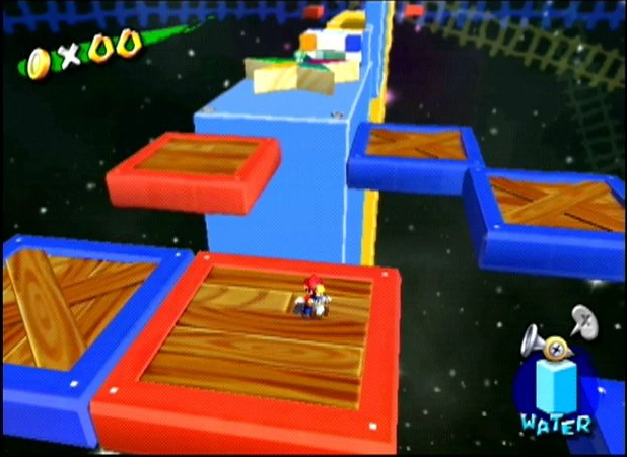 Super Mario Sunshine screenshot: stylized 3d, third-person, no outlines, soft gradient (environment)