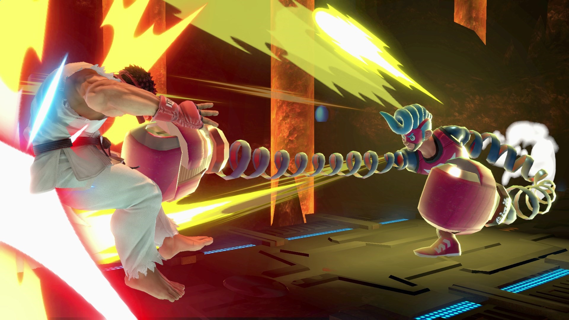 Super Smash Bros. Ultimate screenshot: stylized 3d, side-scrolling, no outlines, soft gradient (character, combat)