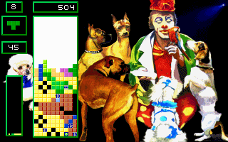 Super Tetris screenshot: pixel art, fixed camera, no outlines, dithered shading (ui / menu)