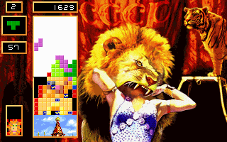 Super Tetris screenshot: pixel art, fixed camera, no outlines, dithered shading (ui / menu)