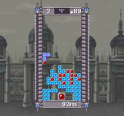 Super Tetris 2 + Bombliss screenshot: pixel art, fixed camera, colored outlines, dithered shading (ui / menu)