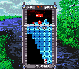 Super Tetris 2 + Bombliss screenshot: pixel art, fixed camera, colored outlines, dithered shading (ui / menu)