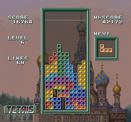 Super Tetris 3 screenshot: pixel art, fixed camera, colored outlines (ui / menu)