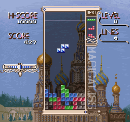 Super Tetris 3 screenshot: pixel art, fixed camera, colored outlines (ui / menu)
