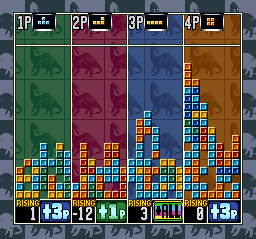 Super Tetris 3 screenshot: pixel art, fixed camera, colored outlines (ui / menu)