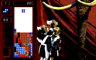 Super Tetris screenshot: pixel art, fixed camera, no outlines, dithered shading (ui / menu)