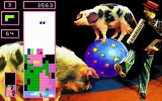 Super Tetris screenshot: pixel art, fixed camera, no outlines, dithered shading (ui / menu)