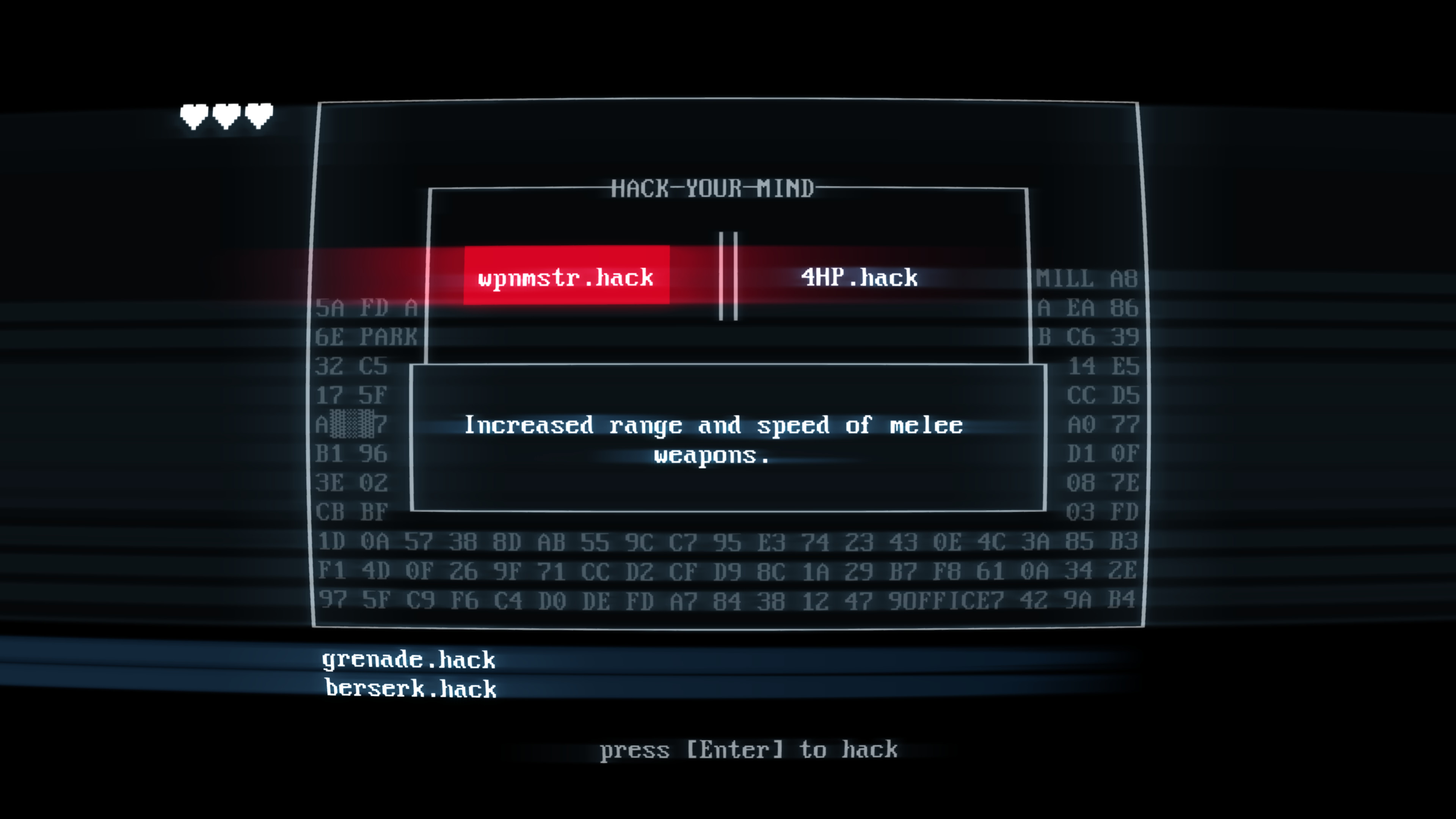 SUPERHOT: MIND CONTROL DELETE screenshot: low-poly, minimalist, first-person, no outlines, soft gradient (ui / menu)