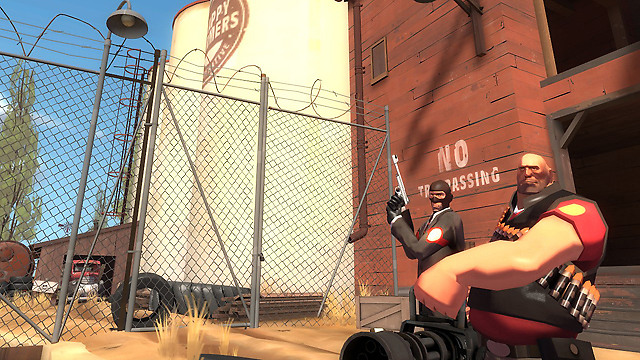Team Fortress 2 screenshot: stylized 3d, first-person, no outlines, soft gradient (character, combat)