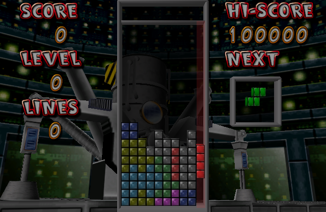 Tetris 4D screenshot: stylized 3d, fixed camera, no outlines, soft gradient (ui / menu)