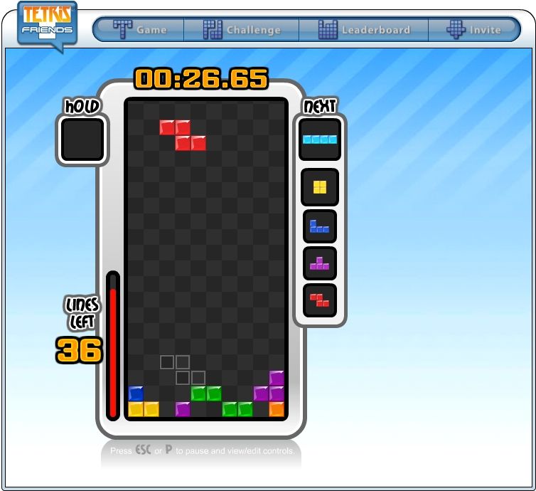 Tetris Friends screenshot: vector / flat, fixed camera, black outlines, flat / unlit (ui / menu)