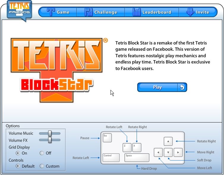 Tetris Friends screenshot: vector / flat, fixed camera, black outlines, flat / unlit (ui / menu)