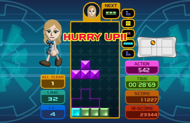 Tetris Party screenshot: vector / flat, stylized 3d, fixed camera, soft gradient (ui / menu)