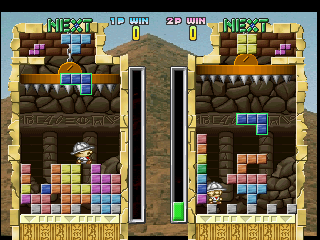 Tetris Plus screenshot: pixel art, fixed camera, black outlines (environment, ui / menu)