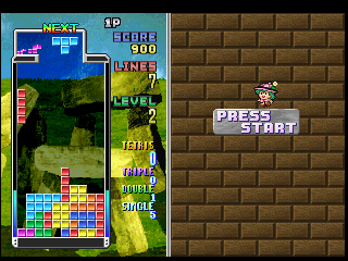 Tetris Plus screenshot: pixel art, fixed camera, black outlines (ui / menu)