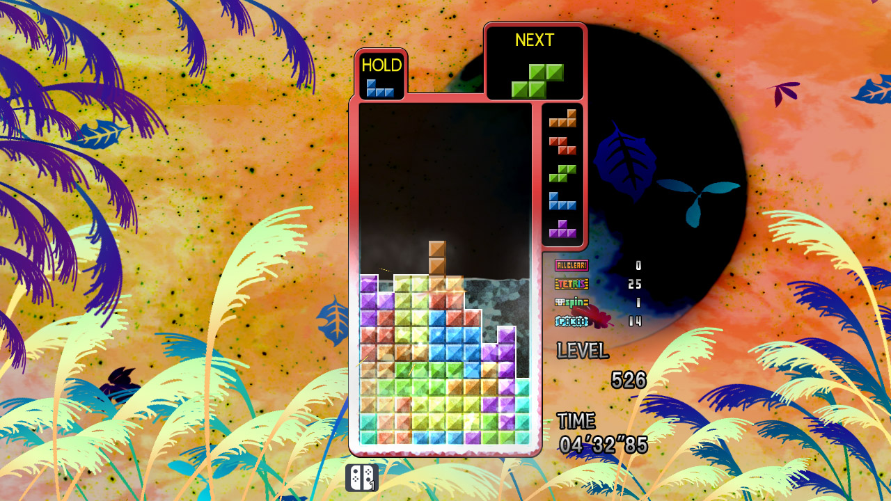 Tetris The Grand Master 4 -Absolute Eye- screenshot: vector / flat, hand-drawn, fixed camera, flat / unlit (ui / menu)
