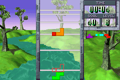 Tetris Worlds screenshot: pixel art, fixed camera, flat / unlit (environment, ui / menu)
