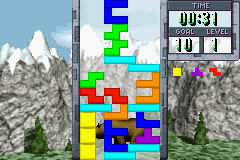 Tetris Worlds screenshot: pixel art, fixed camera, flat / unlit (environment, ui / menu)
