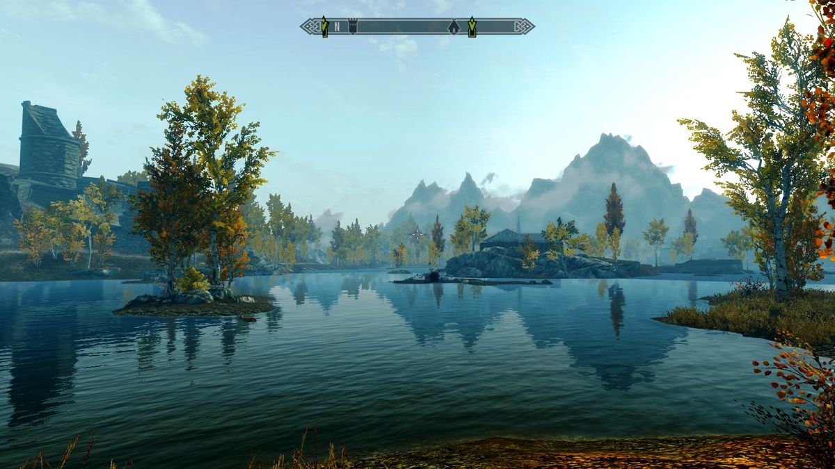 The Elder Scrolls V: Skyrim screenshot: realistic, first-person, third-person, no outlines, realistic lighting (environment)