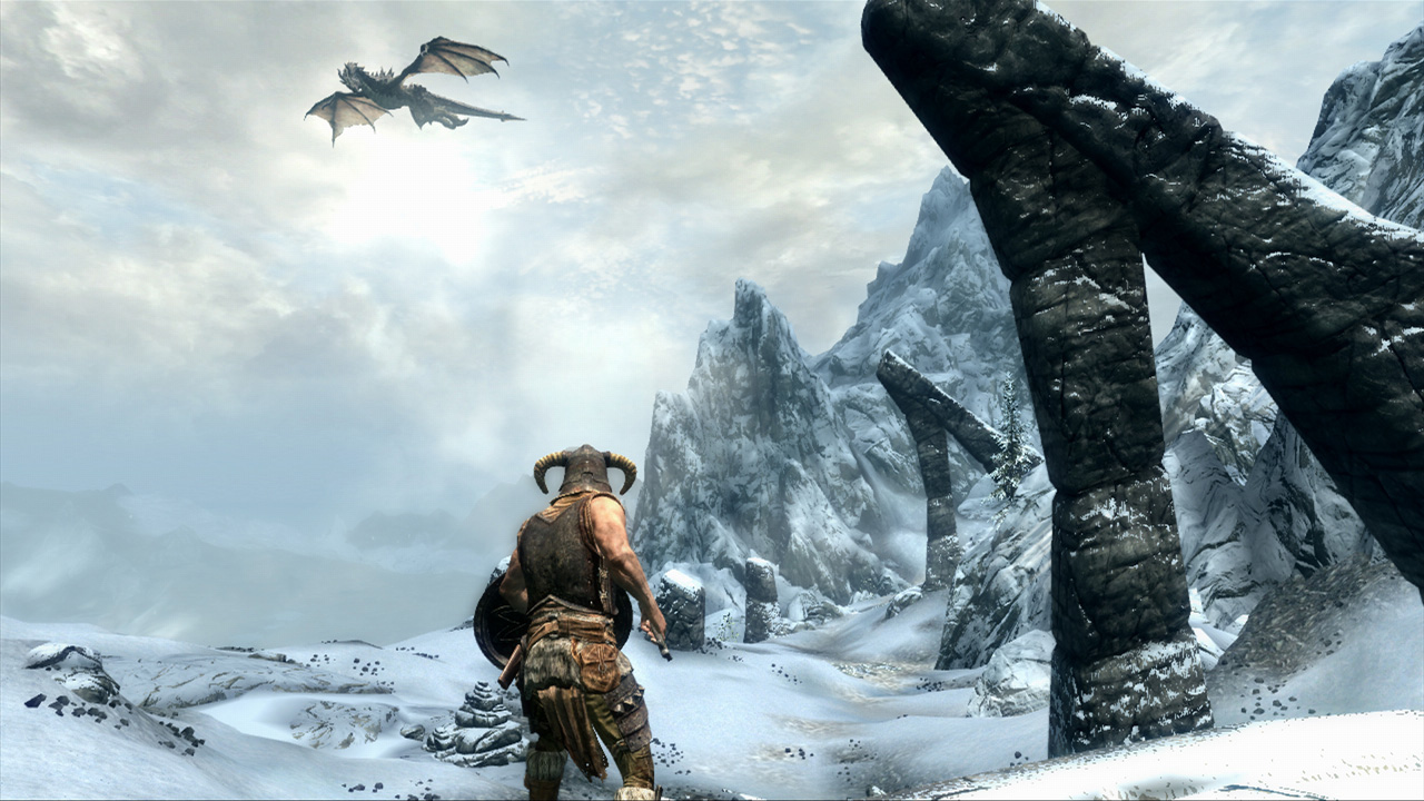 The Elder Scrolls V: Skyrim screenshot: realistic, first-person, third-person, no outlines, realistic lighting (environment, character)