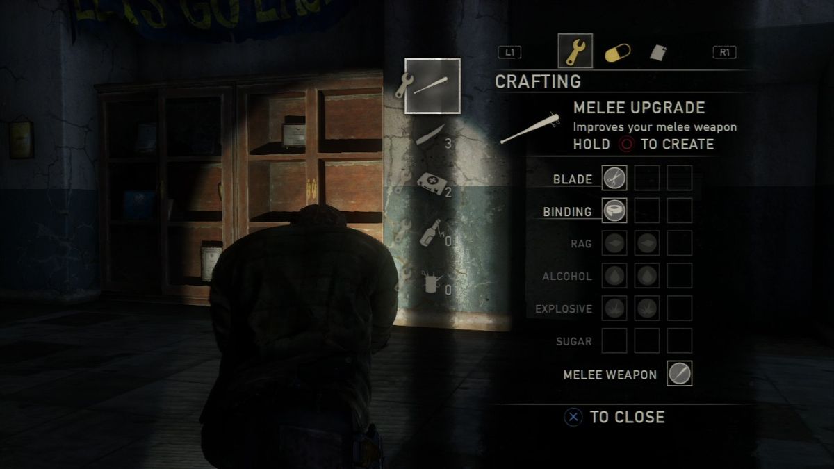 The Last of Us screenshot: realistic, third-person, no outlines, realistic lighting (environment, ui / menu)