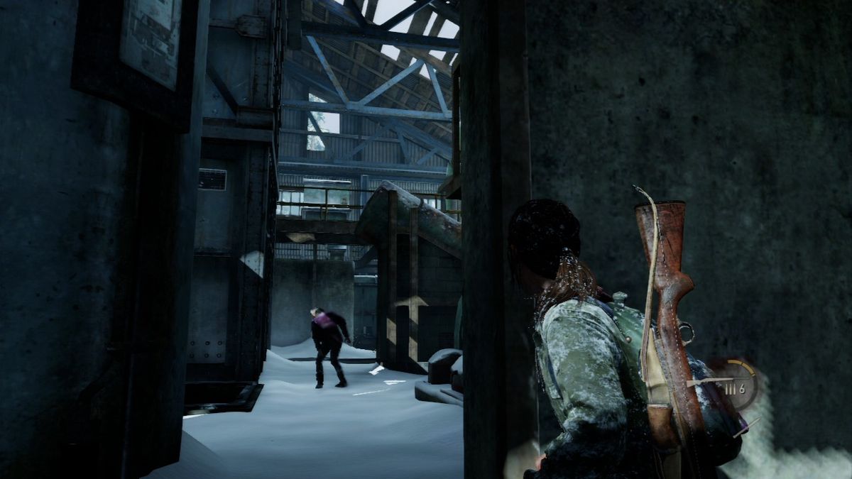The Last of Us screenshot: realistic, third-person, no outlines, realistic lighting (environment, character, combat)