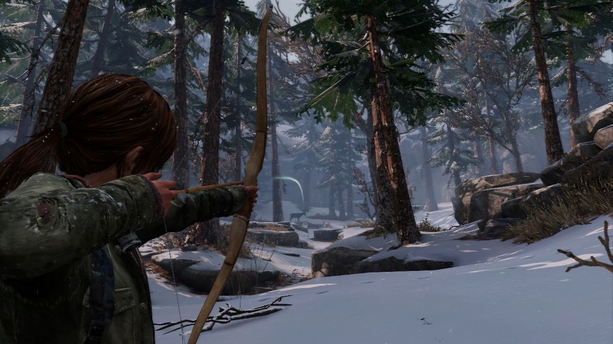 The Last of Us screenshot: realistic, third-person, no outlines, realistic lighting (environment, character, combat)