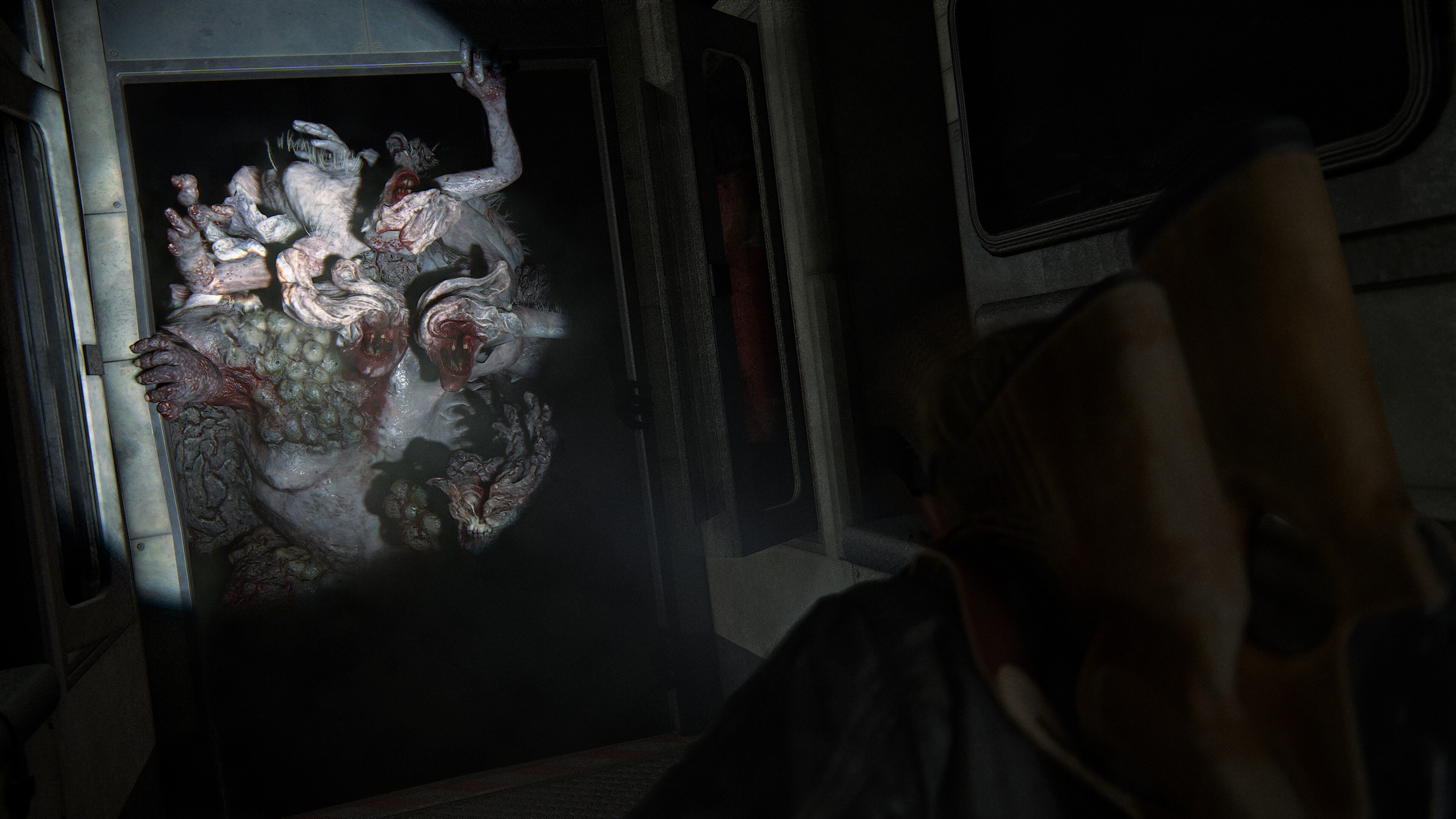 The Last of Us Part II Remastered screenshot: realistic, third-person, no outlines, realistic lighting (character, combat)