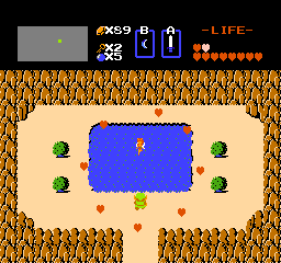The Legend of Zelda screenshot: pixel art, three-quarter, black outlines, flat / unlit (environment)
