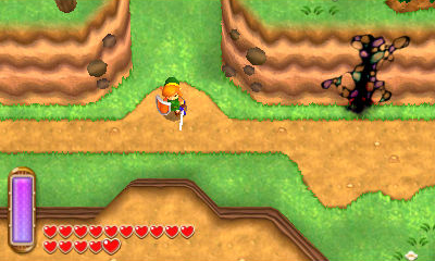 The Legend of Zelda: A Link Between Worlds screenshot: stylized 3d, three-quarter, no outlines, soft gradient (environment)