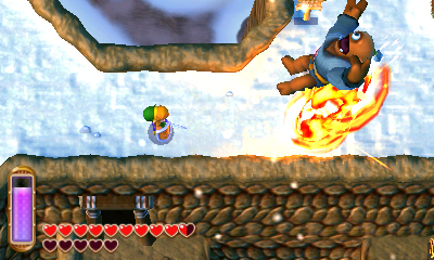The Legend of Zelda: A Link Between Worlds screenshot: stylized 3d, three-quarter, no outlines, soft gradient (environment, combat)