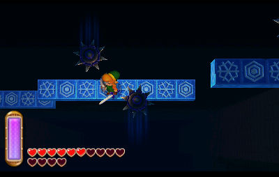 The Legend of Zelda: A Link Between Worlds screenshot: stylized 3d, three-quarter, no outlines, soft gradient (environment)