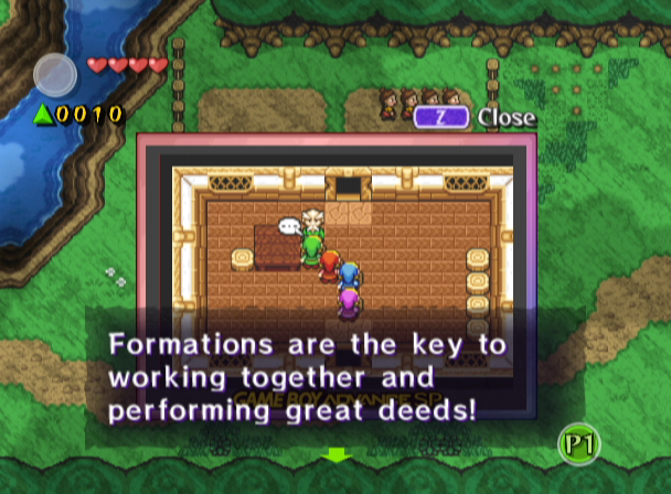 The Legend of Zelda: Four Swords Adventures screenshot: pixel art, three-quarter, colored outlines, baked lighting (environment, cutscene)